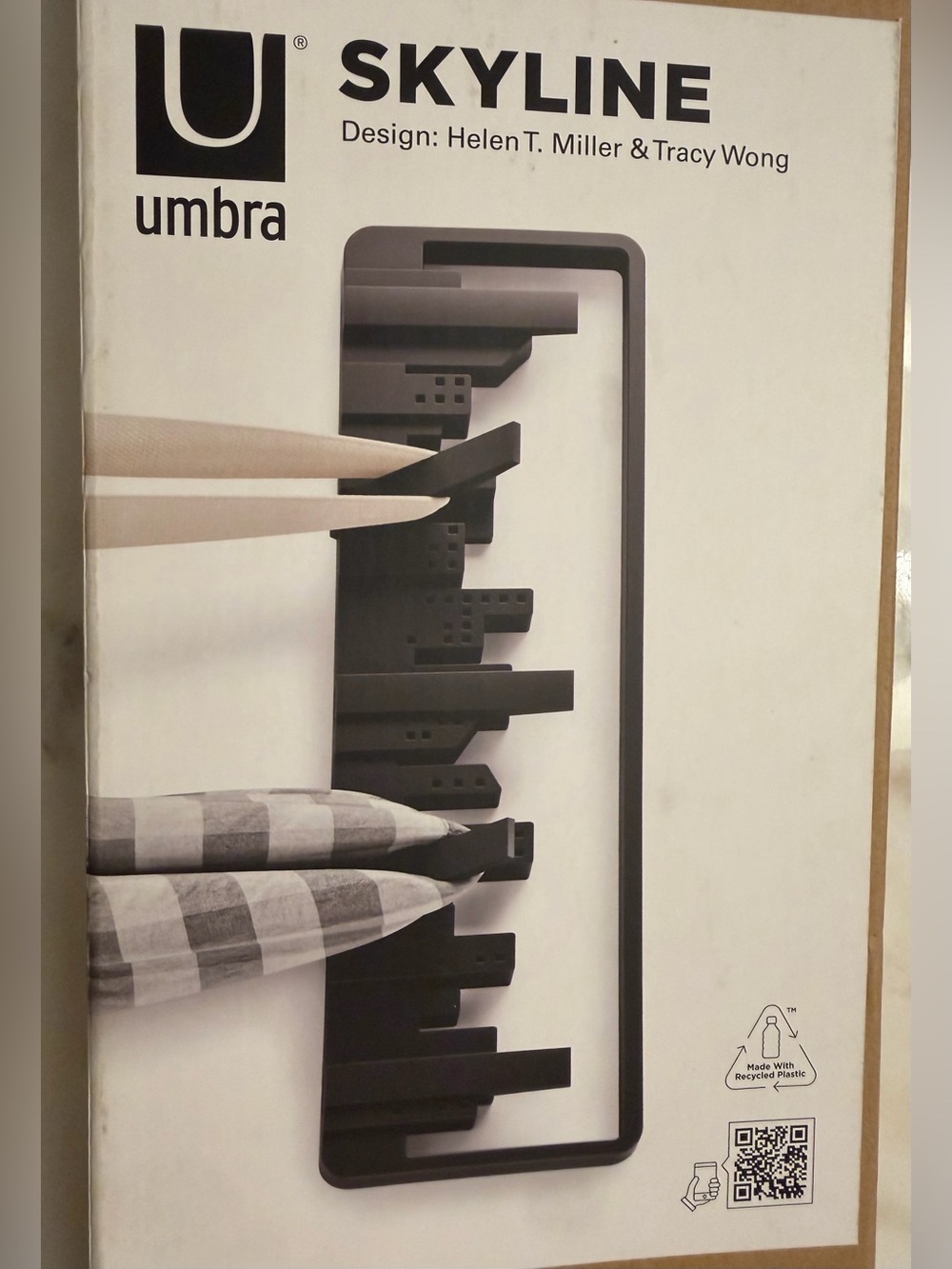 NWT Umbra Skyline Wall Hook Rack Black Modern Coat Rack Entryway Organizer